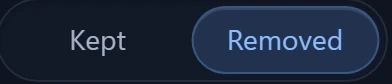 Kept and Removed, with Removed selected